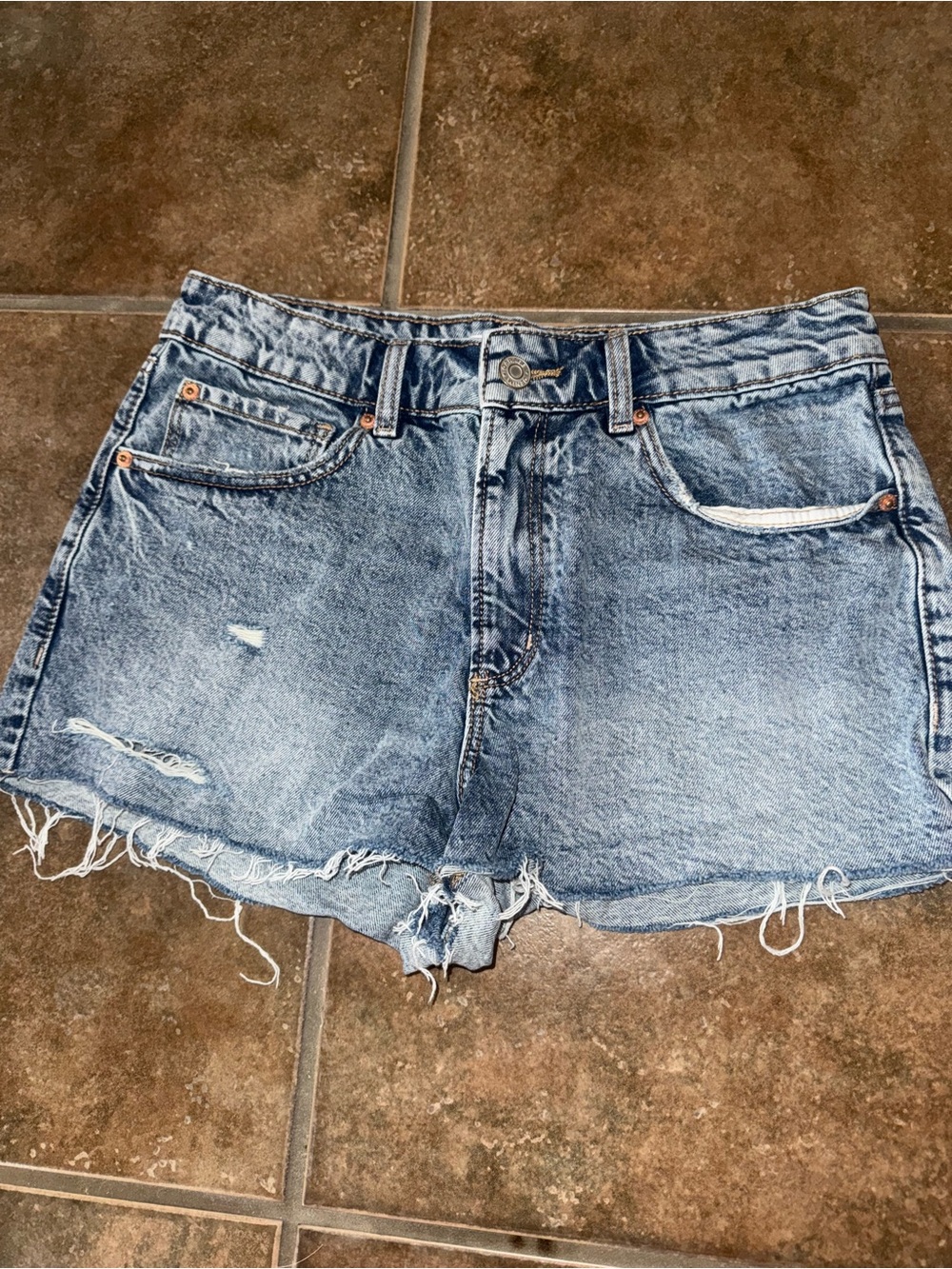 Garage Distressed Light Blue Denim Cutoff Shorts